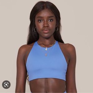 Girlfriend Collective Blue Topanga Halter Bra